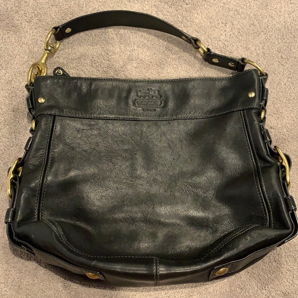 Authentic black leather Coach bag